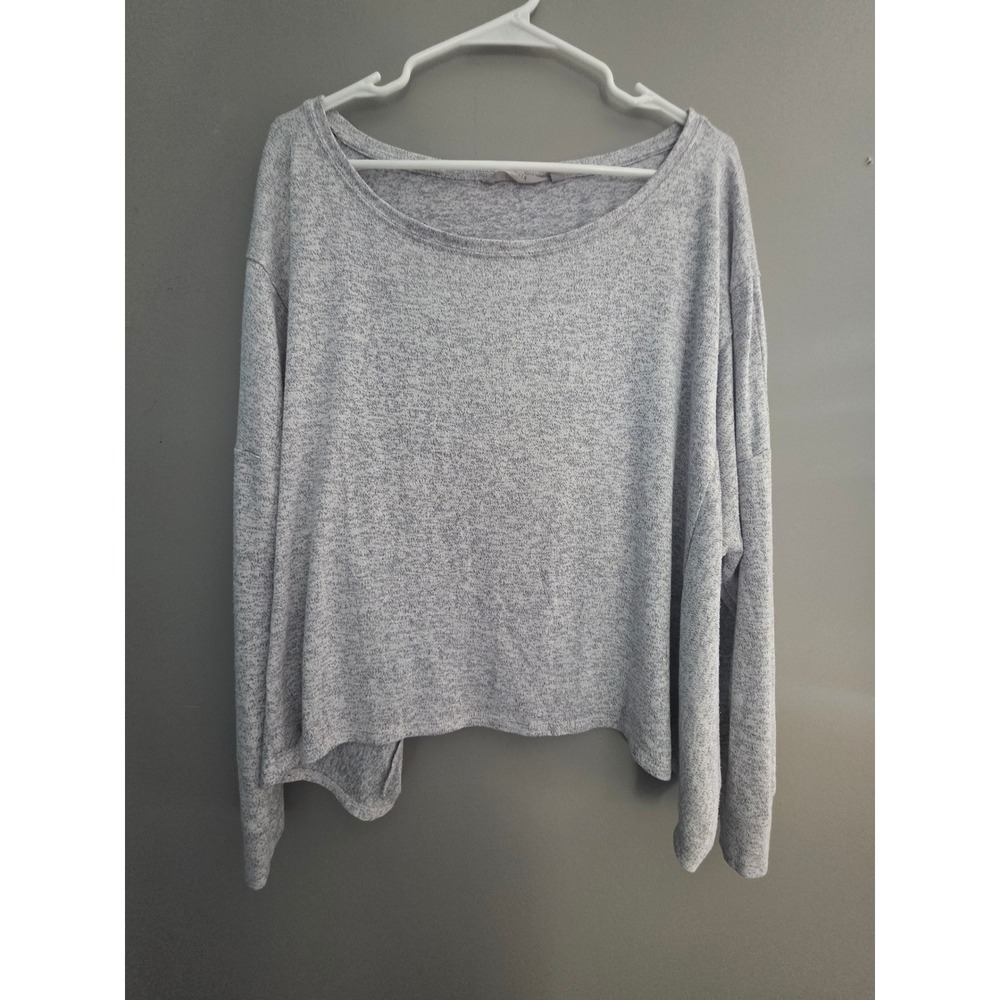Athleta Womens XL Gray Heather Space Dye Modal Blend Long Sleeve Cropped Top